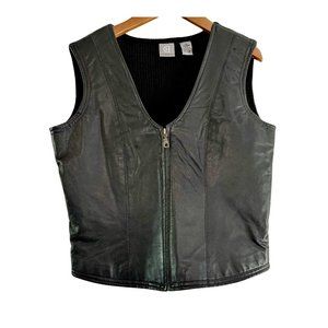 Chandler Hill Black Leather Motorcycle Zip Up Vest Women’s Medium New
